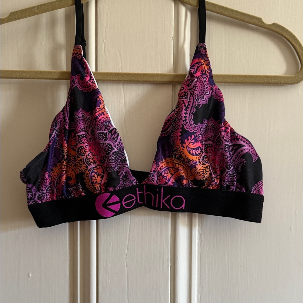 Ethika Women's Paisley Bralette - Purple and Black